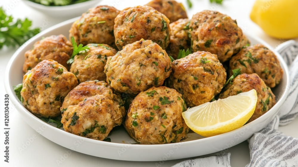 Chicken Kebabs with Herbs and Lemon Wedges