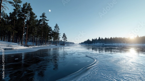 Serene Winter River Landscape