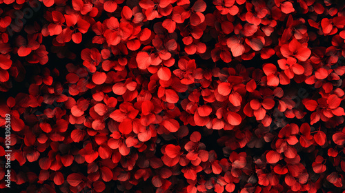 Vivid Red Leaves Densely Packed Together Forming A Natural Texture