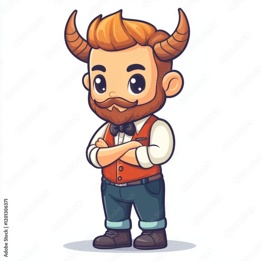 Cartoon Man With Horns Standing Arms Crossed Cartoon Man With Horns Standing Arms Crossed