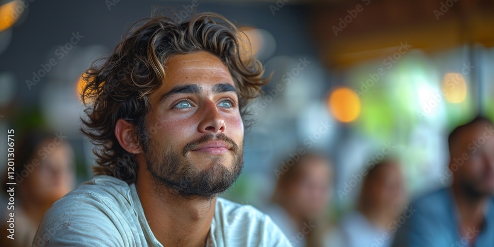 Obraz premium Portrait of a Handsome Young Man with a Thoughtful Expression