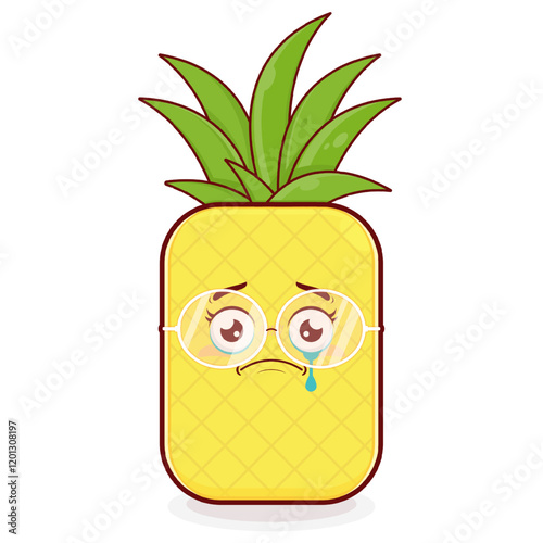 pineapple crying face cartoon cute