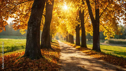 Art autumn sunny nature background