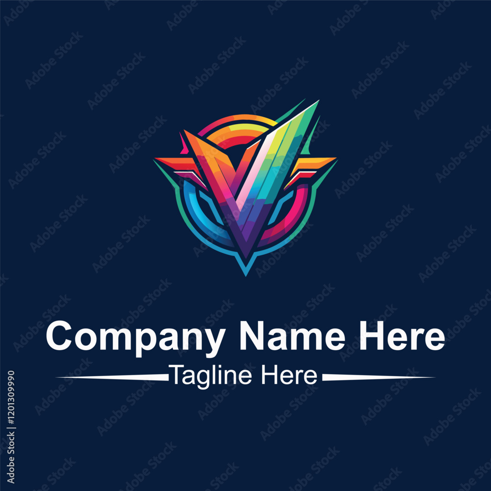 gradient elements with geometric shapes logo