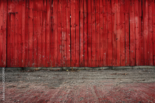 horizontal image of a red painted textured wooden fence background