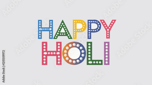 Colorful Cartoon Happy Holi Typography Design for Happy Holi Greeting Text.