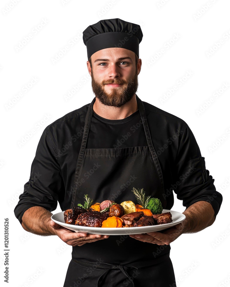 Chef Displaying Delicious Dishes on Transparent Background Kitchen Environment Culinary Art Chef Displaying Delicious Dishes on Transparent Background Kitchen Environment Culinary Art