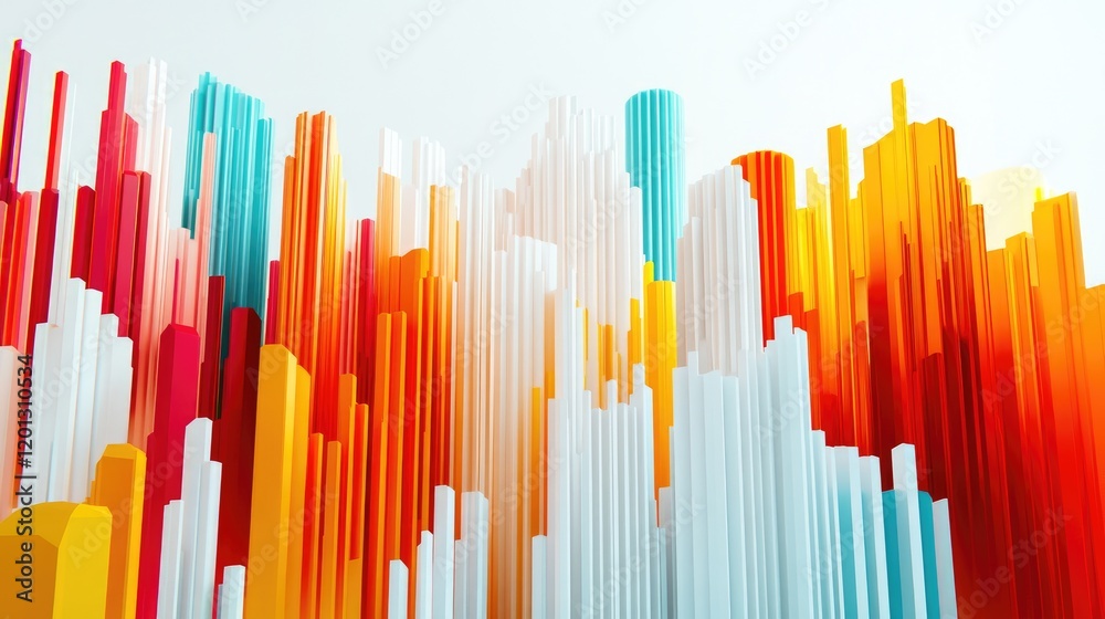 Abstract D pie and bar graphs in vibrant colors, arranged against a minimalistic white background to emphasize data visualization Abstract D pie and bar graphs in vibrant colors, arranged against a minimalistic white background to emphasize data visualization