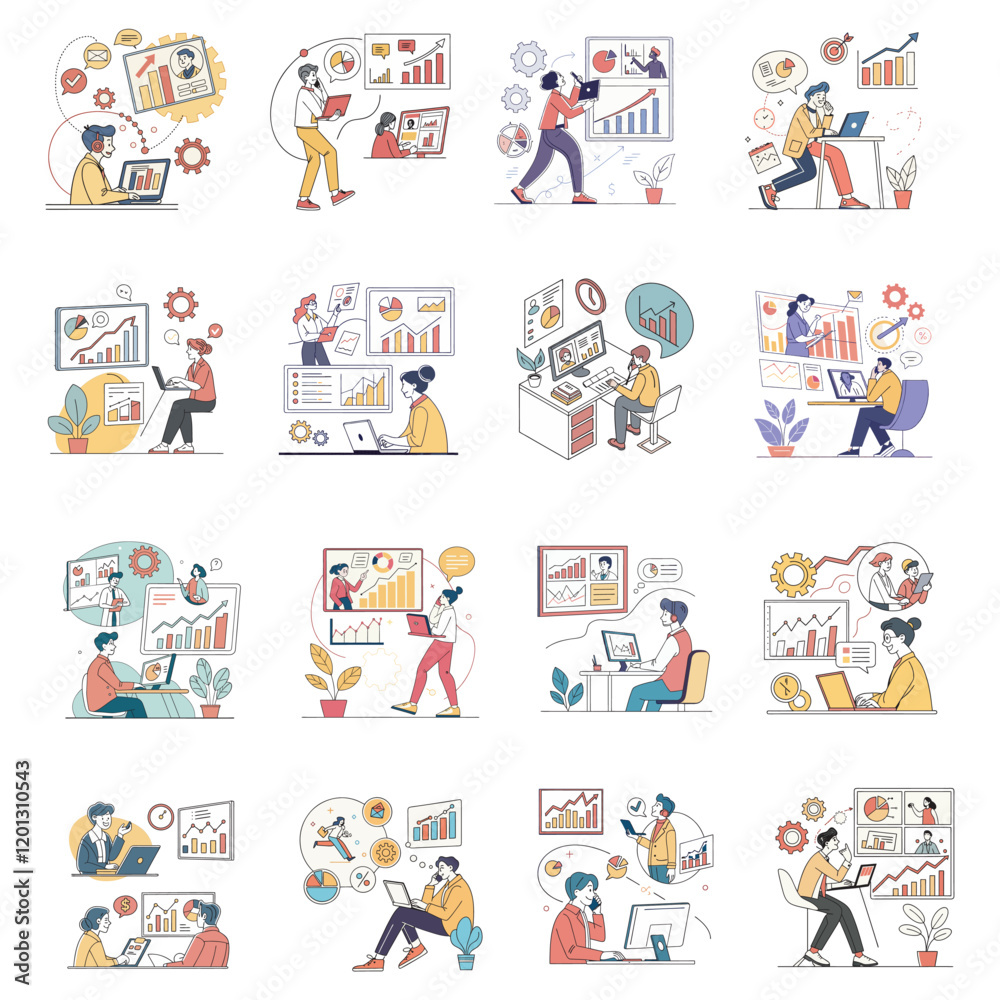 set business flat vector illustration design cartoon character working action style concept. online video conference meeting. finance investment business planning. data analytics. finance investment.
set business flat vector illustration design cartoon character working action style concept. online video conference meeting. finance investment business planning. data analytics. finance investment.