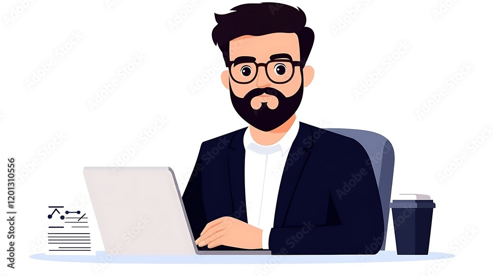 Focused businessman working on laptop at his office desk Focused businessman working on laptop at his office desk