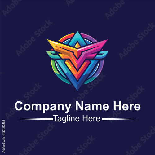 gradient elements with geometric shapes logo