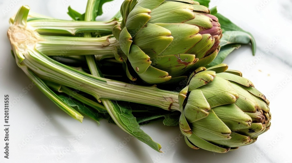 National Artichoke Day Fresh artichokes on white background for culinary and kitchen decor design National Artichoke Day Fresh artichokes on white background for culinary and kitchen decor design