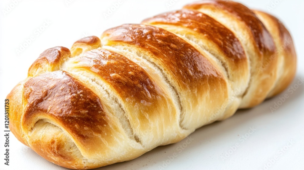 National French Bread Day Freshly baked braided bread loaf on white background for culinary and bakery design National French Bread Day Freshly baked braided bread loaf on white background for culinary and bakery design