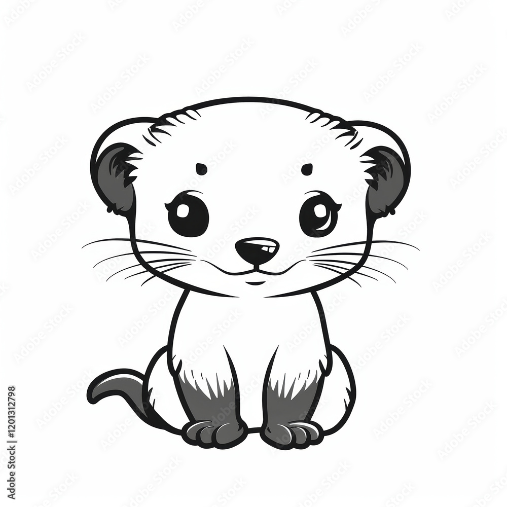 Cute Weasel Vector Logo Design Featuring an Isolated Outline Cute Weasel Vector Logo Design Featuring an Isolated Outline