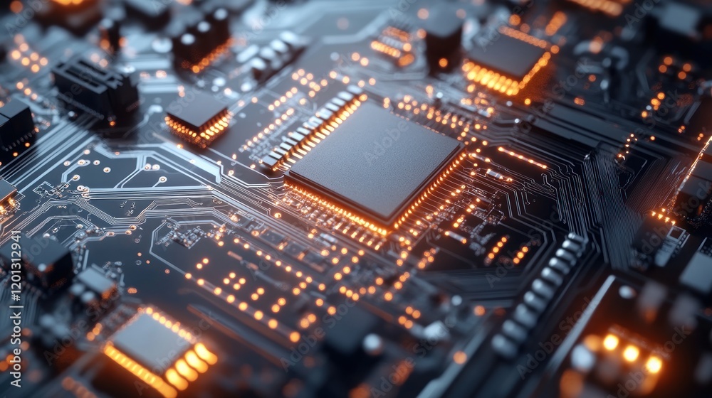 Illuminated Central Processing Unit On Circuit Board Illuminated Central Processing Unit On Circuit Board