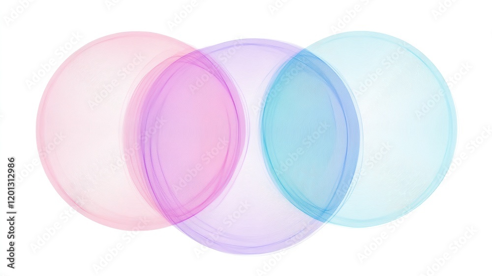 Obraz premium Abstract Pastel Color Overlapping Circles Soft Pink Purple and Blue Swirls Modern Design Background