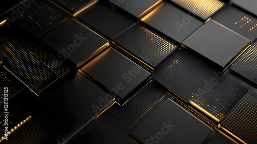 3D abstract wallpaper. Three-dimensional dark golden and black background. golden wallpaper. Black and gold background