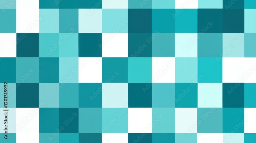 Fototapeta premium Abstract Teal and White Pixelated Mosaic Background Texture Design