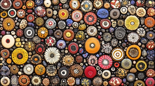 A vibrant collection of decorative buttons arranged artistically.