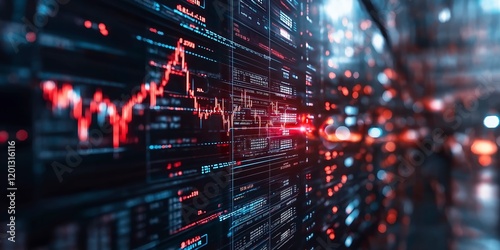 Dynamic trading environment showcasing vivid market data and fluctuating trends during a fast-paced financial session. Generative AI