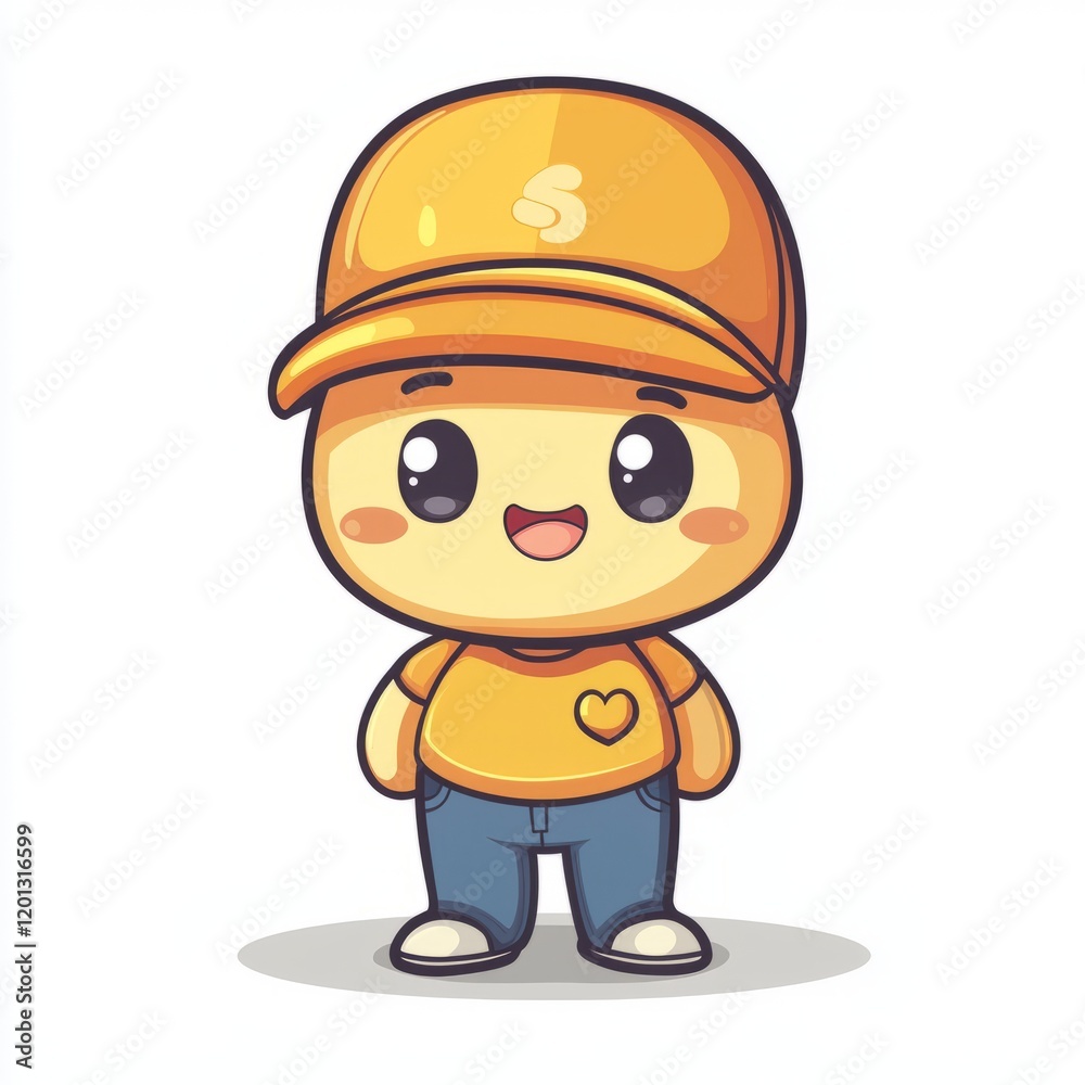 Happy Cartoon Character Wearing Yellow Outfit Happy Cartoon Character Wearing Yellow Outfit
