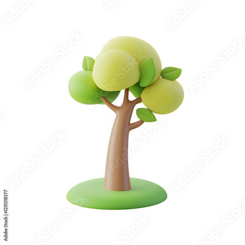 cartoon tree with round green foliage and brown trunk, symbolizing natures beauty photo