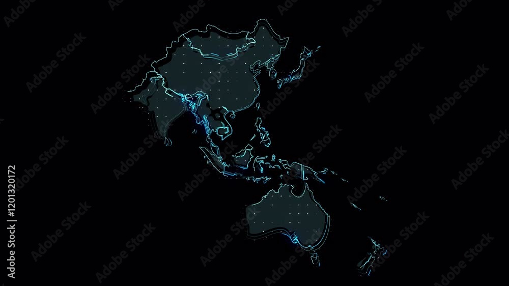 illustration asia pacific map. vidio 4k