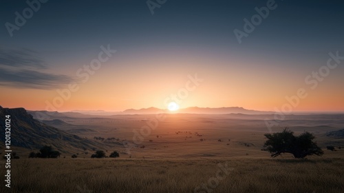 Sunrise over Distant City
