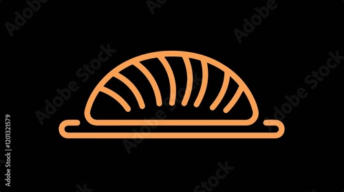 Bread Loaf and Roll Line Art Icon for Food Apps