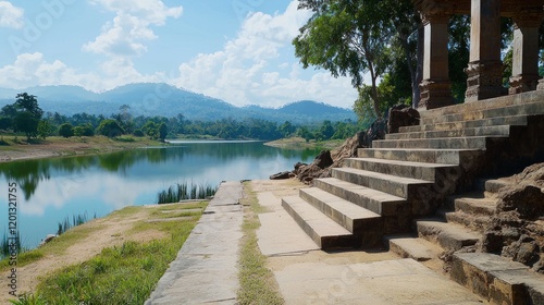 Ancient Stone Steps by the River