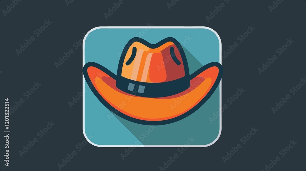 Stylish Cowboy Hat Flat Icon for Apps and Websites Stylish Cowboy Hat Flat Icon for Apps and Websites