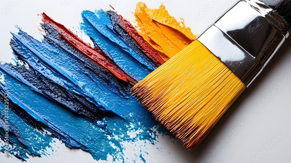 Fototapeta premium Paint brush with paint on white background