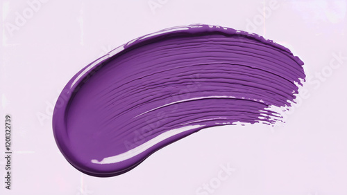 A vibrant purple smudge or smeared texture, possibly of paint or cosmetic product. It's prominently placed against a white background, with the smudge extending outwards in a semi-circular shape