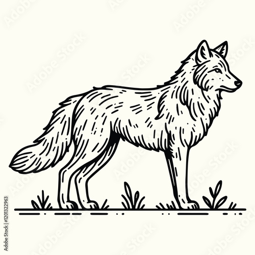 Wolf Sketch Drawing Line Art Animal Wildlife