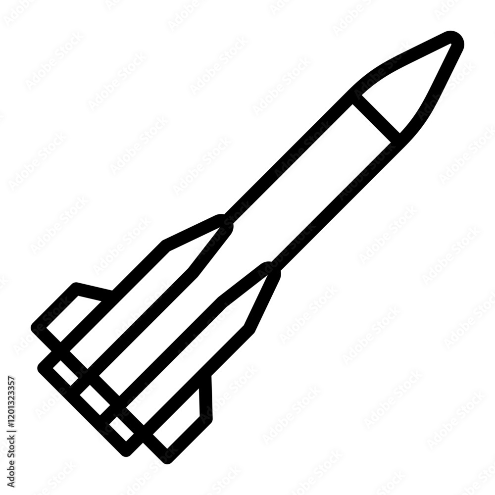 Fototapeta premium Rocket Vector Line Icon Design