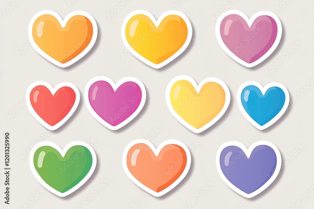 Sets of vibrant heart-shaped stickers are perfect for enhancing valentines, holiday cards, scrapbooking, and various design projects Sets of vibrant heart-shaped stickers are perfect for enhancing valentines, holiday cards, scrapbooking, and various design projects