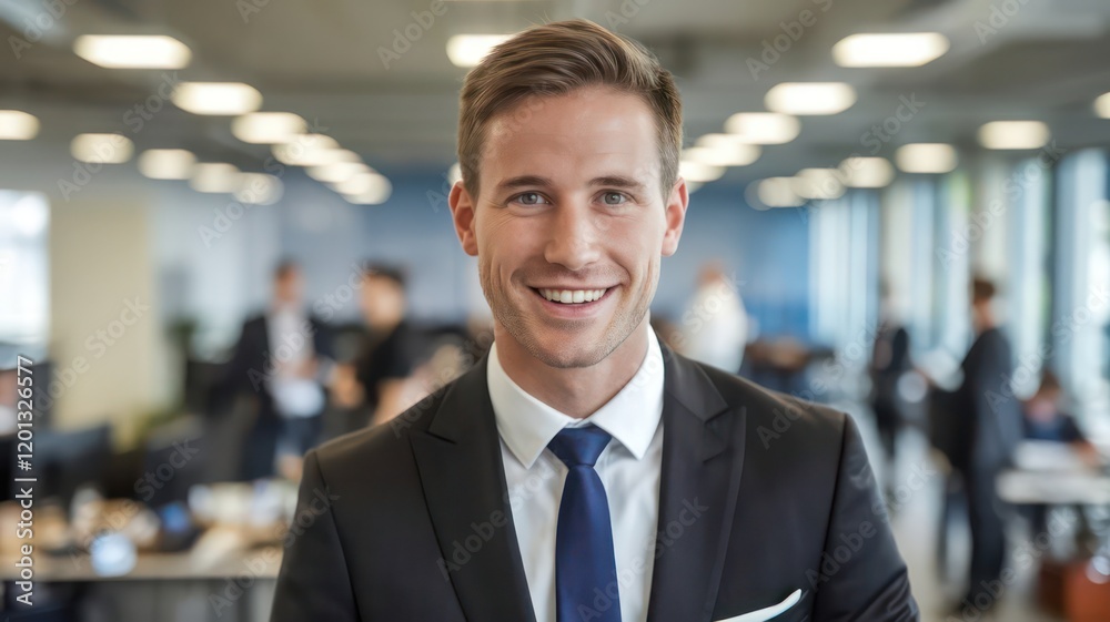 Portrait of a Confident Professional Businessman with a Blurred Office Background