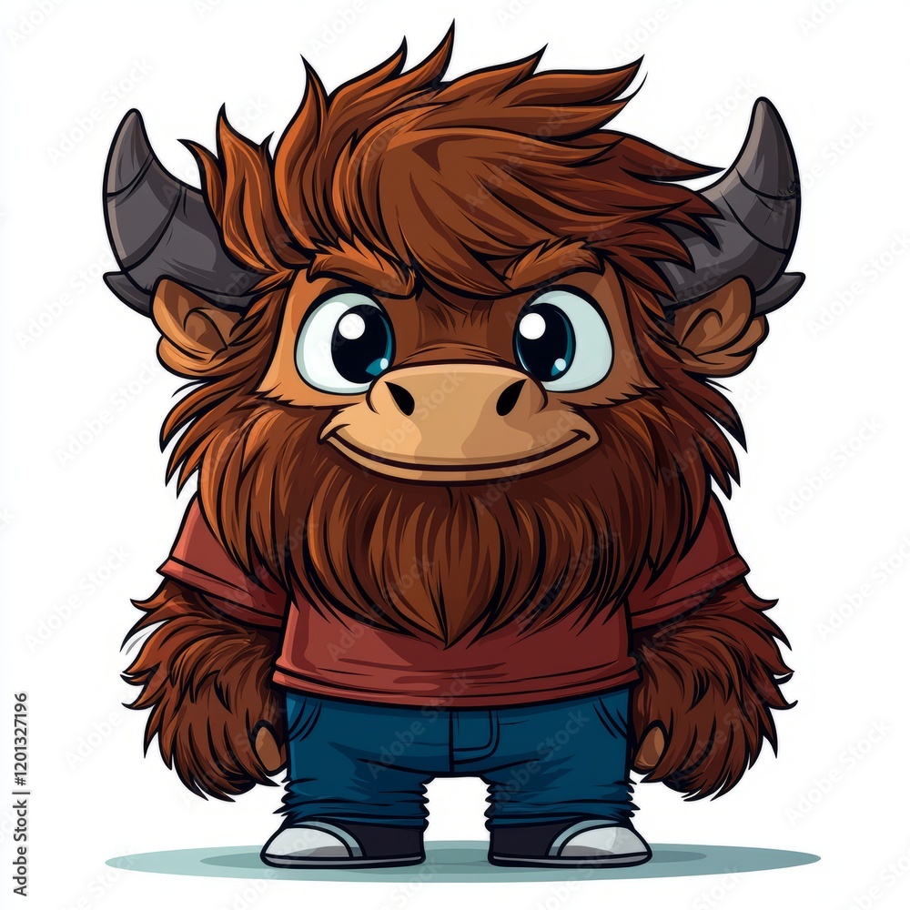 Obraz premium A Cute Cartoon Yeti Wearing Casual Clothes