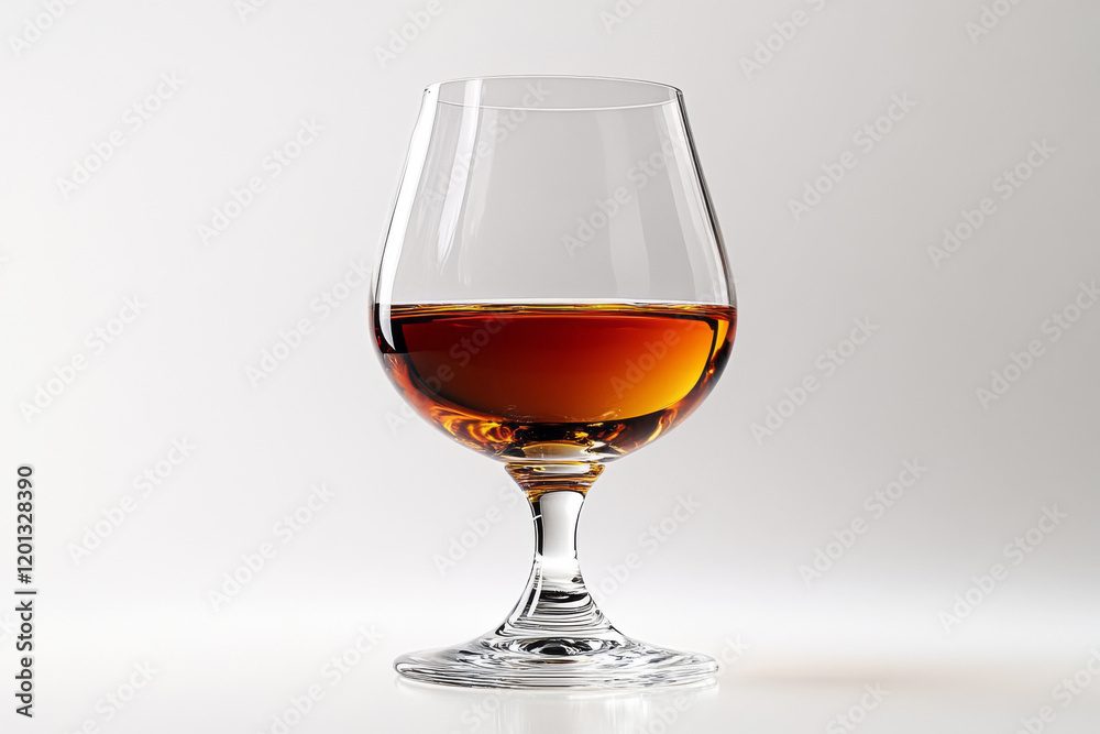  studio shot showing a glass of whiskey on a white background