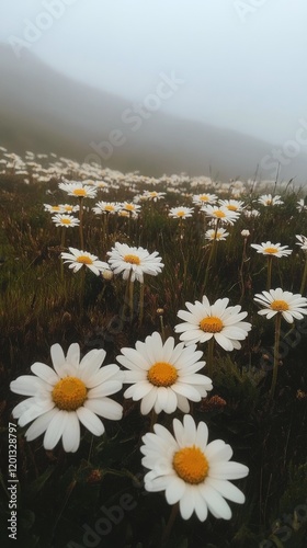 Vibrant wildflowers bloom in a vast field under soft sunlight during springtime