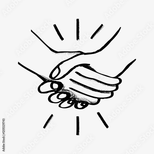 Handshake business agreement doodle illustration vector
