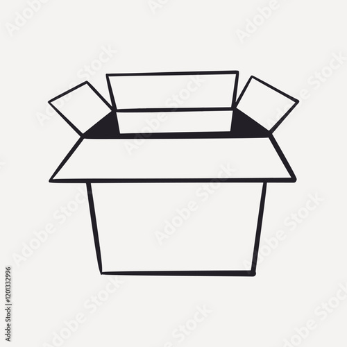 Cardboard box retro line illustration, collage element vector