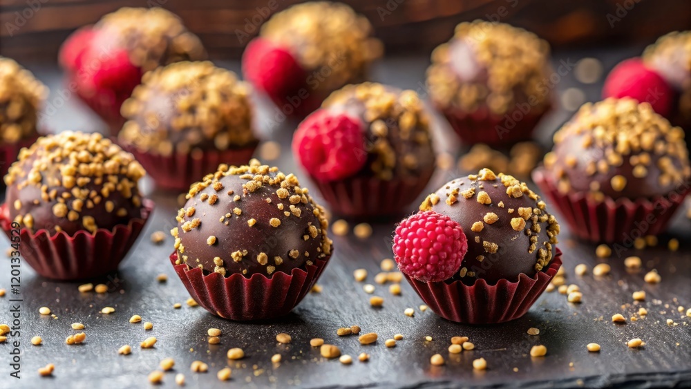 Delicious Chocolate Truffles with Raspberries and Nuts