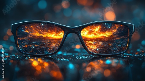 Surreal glasses, illusory water forms, dreamlike landscapes, ethereal tones – a metaphysical mirage