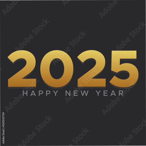 Happy new year 2025 sign logo letter colorful art design template. holiday gold vector style illustration. 