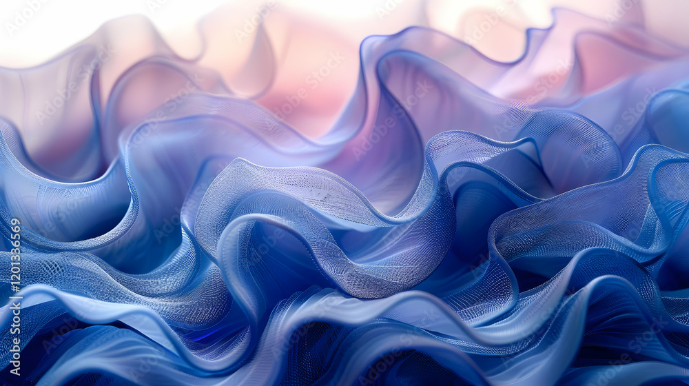 Obraz premium Blue and Pink Abstract Wavy Fabric Texture Illustration