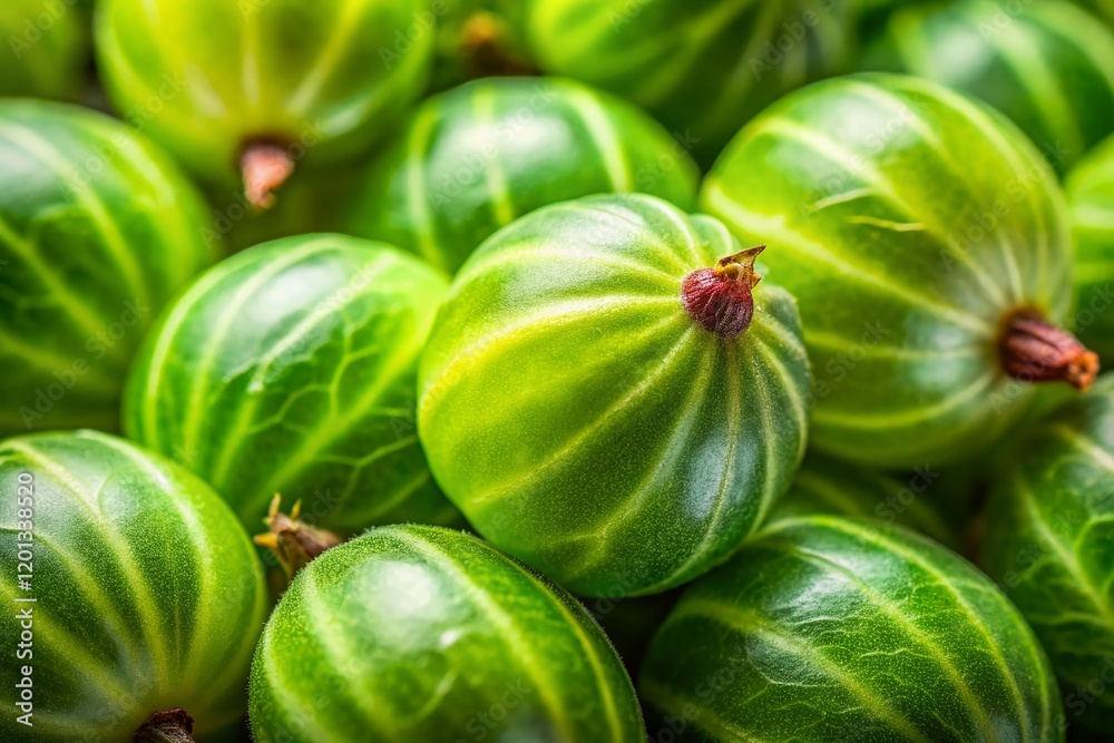 Minimalist Gooseberry Texture: Close-up of Ripe Green Berries Minimalist Gooseberry Texture: Close-up of Ripe Green Berries