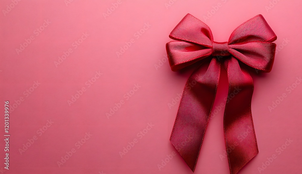 Bright red bow on soft pink background for Valentine's Day occasion. Generative AI Bright red bow on soft pink background for Valentine's Day occasion. Generative AI