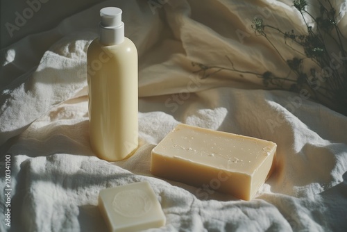 Relaxing spa essentials arranged on a cozy bed with soft linens and blankets