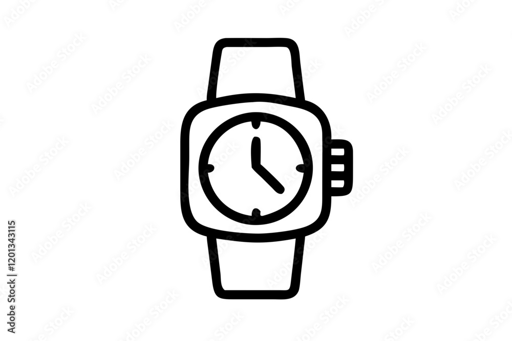 Vector Watch Icon Clipart Silhouette on White Background Vector Watch Icon Clipart Silhouette on White Background